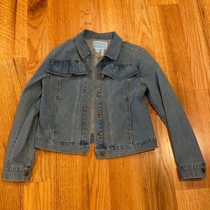 Draper James denim jacket with ruffle